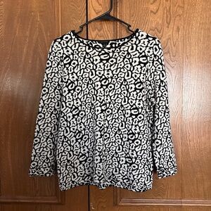 Ann Taylor Black and White Patterned Long Sleeve Top
